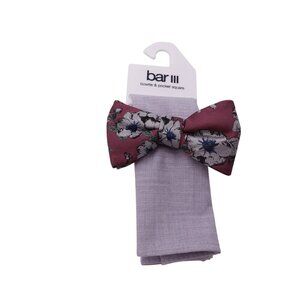 NWT BAR III Men's Regular Fit Bow Tie & Pocket Square Set One Size Pink Floral